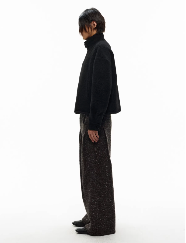 Double-pleated tweed trouser