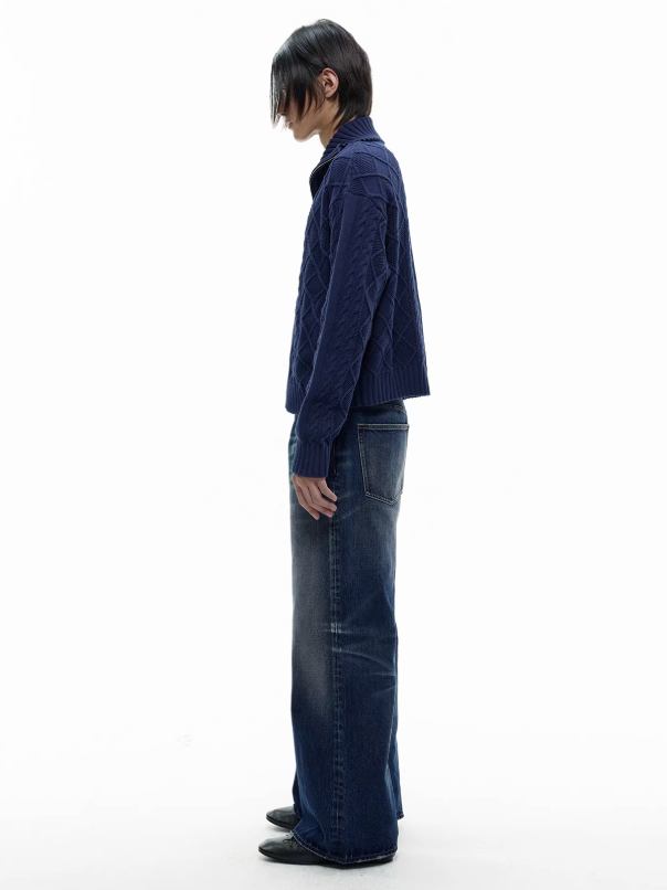 Straight Washed Blue Cow Jeans