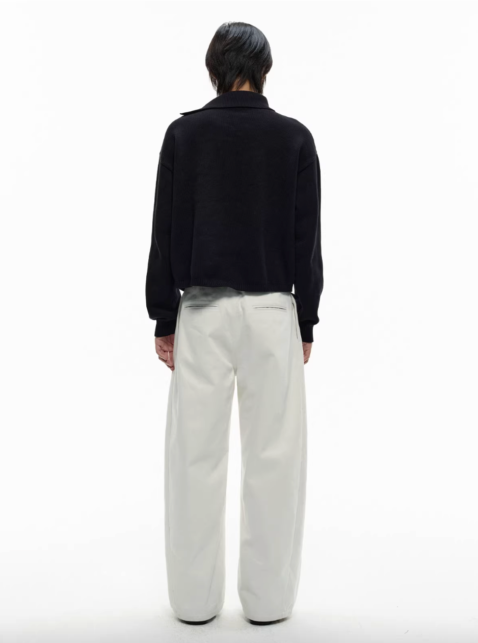 Cross-Collar Wool Sweater