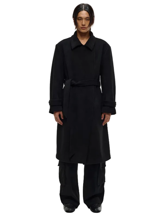 Lace-up coat wool coat