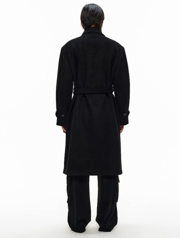 Lace-up coat wool coat