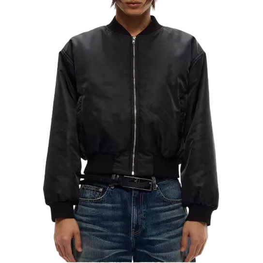 Pleated bomber jacket