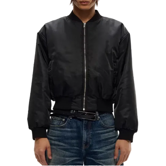 Pleated bomber jacket