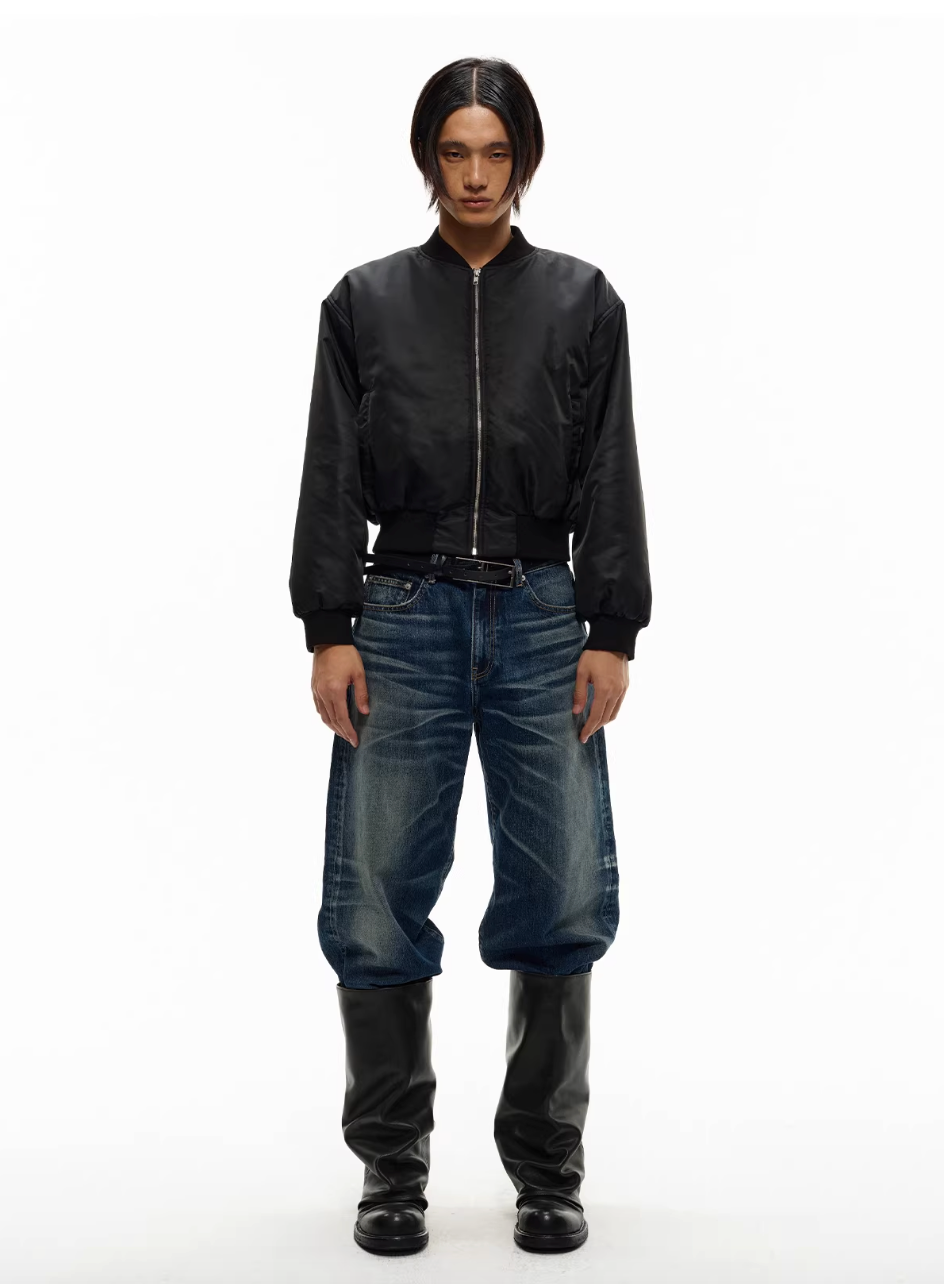 Pleated bomber jacket