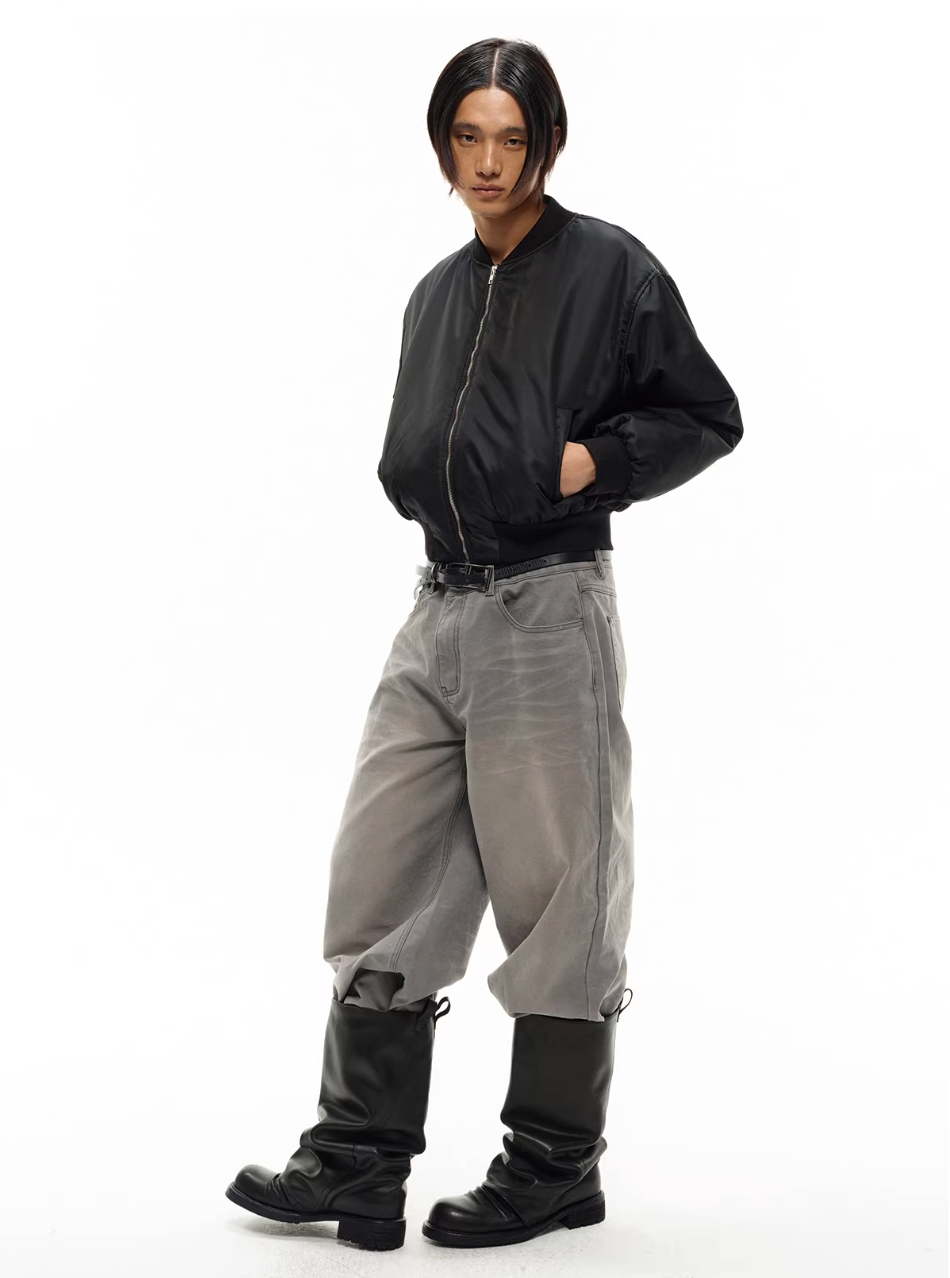 Pleated bomber jacket