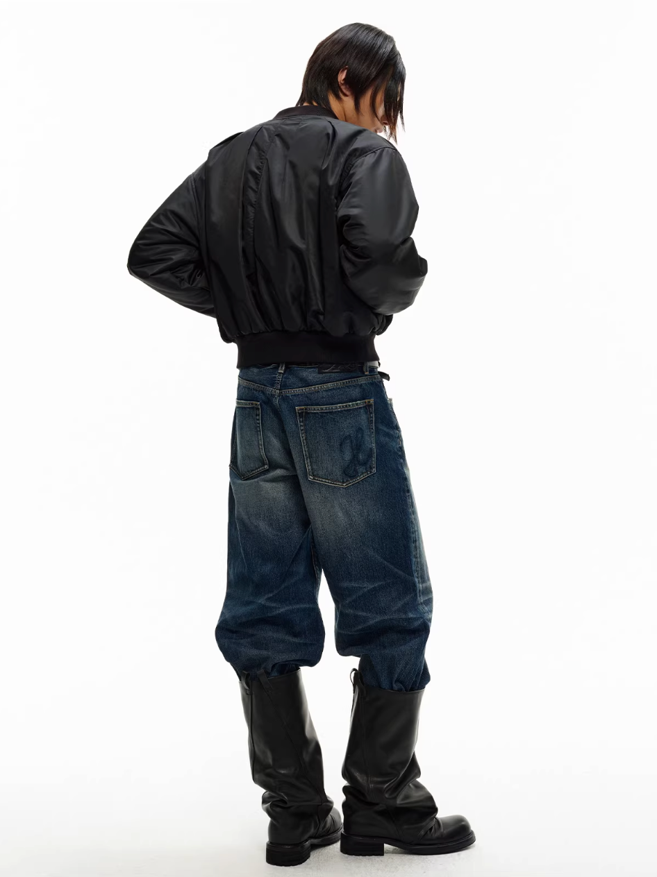 Pleated bomber jacket