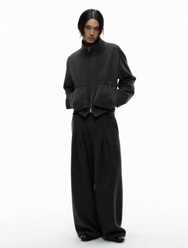 3D pocket raglan stripe jacket