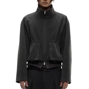 3D pocket raglan stripe jacket