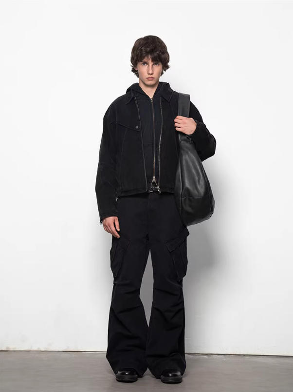 Peated leather stray bag