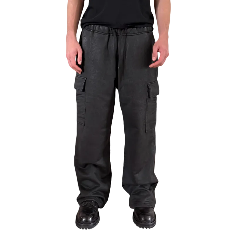 Hand-waxed loose CARGO sweatpants
