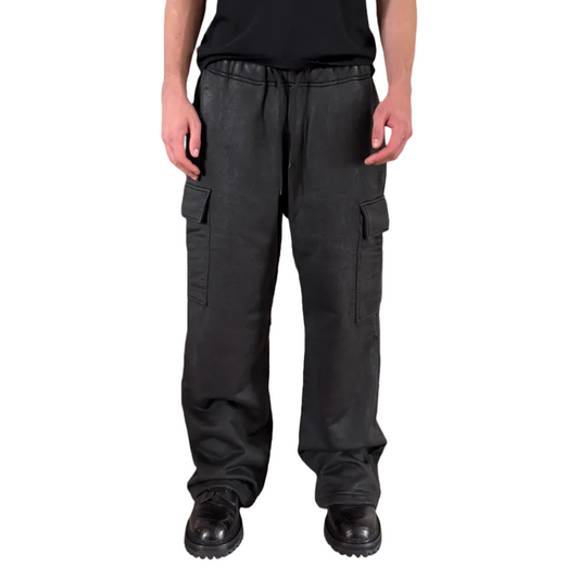 Hand-waxed loose CARGO sweatpants