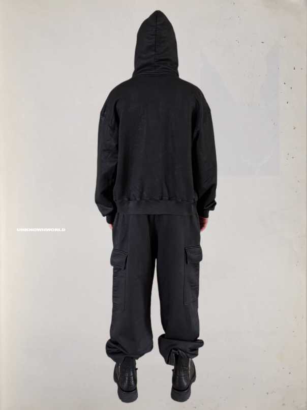 Hand-waxed Loose Hoodie Zip Sweatshirt