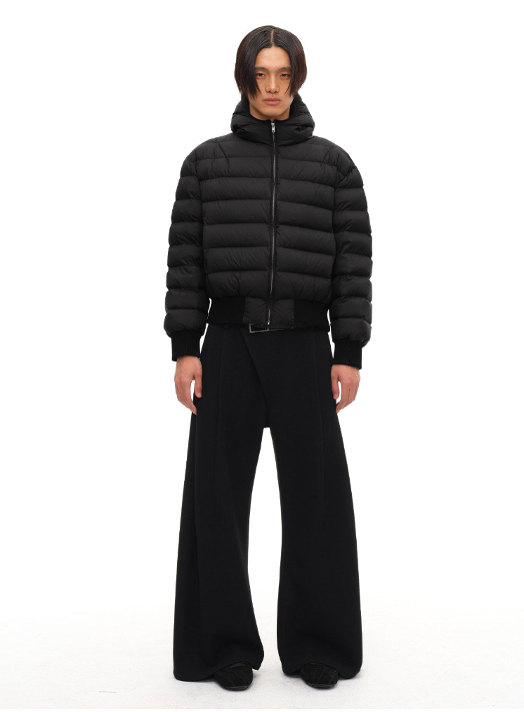 Loose Hooded Pork Rib Down Jacket