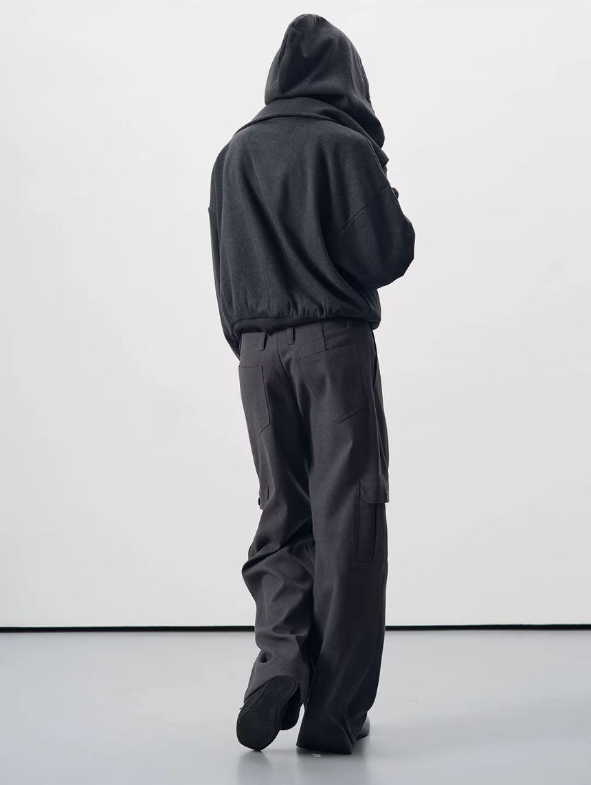 Cropped pullover hooded sweatshirt