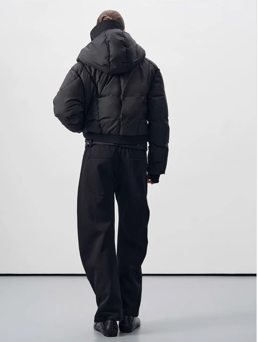 Diamond broken turtleneck white duck down jacket