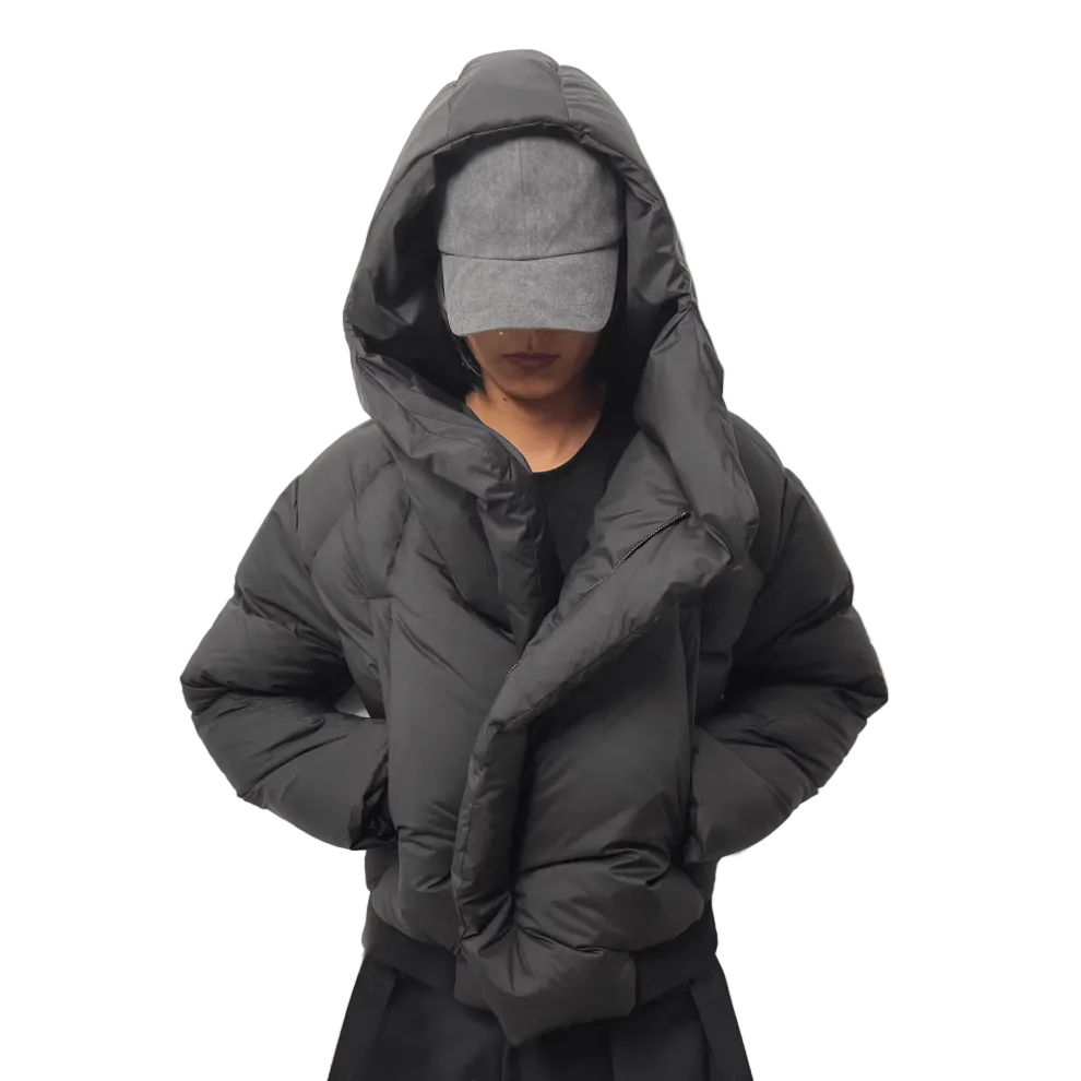 Diamond broken turtleneck white duck down jacket