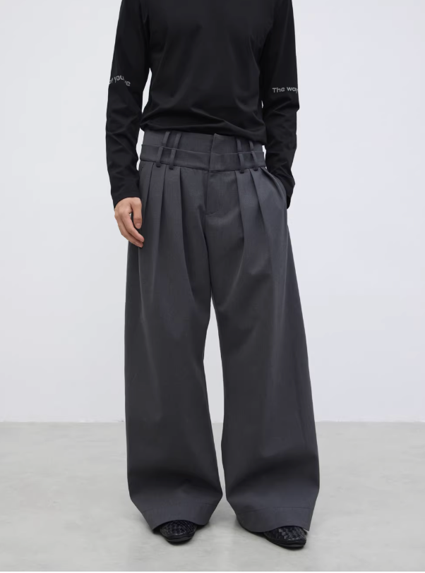 Wool double waist trousers