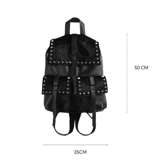 Rivet vintage punk leather backpack