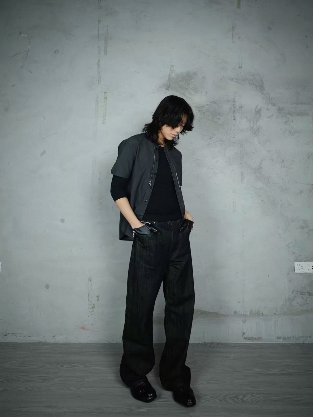 Raw Cow Wide-Leg Loose Jeans