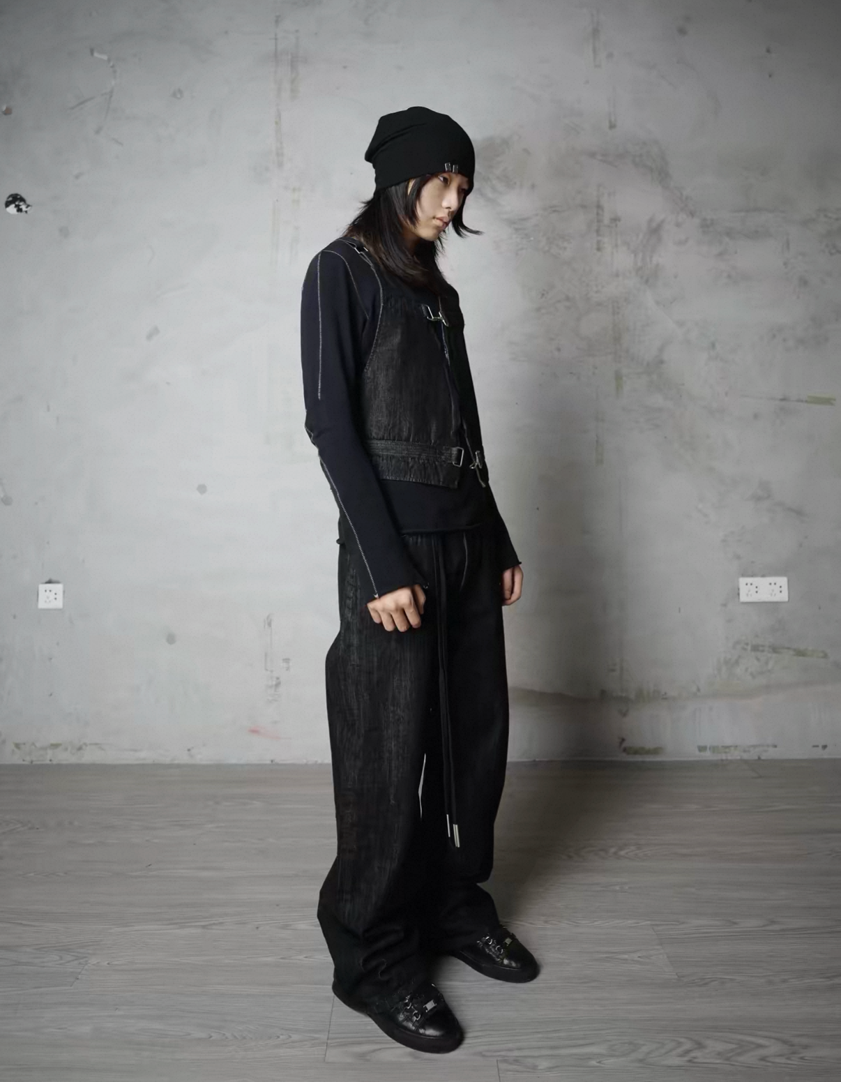 Black Red Ear Denim Vest