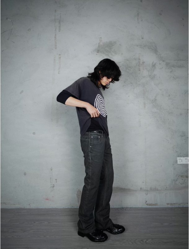 Object dyed boot cut denim jeans