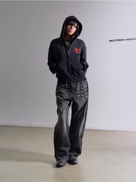 washed baggy studs Jeans