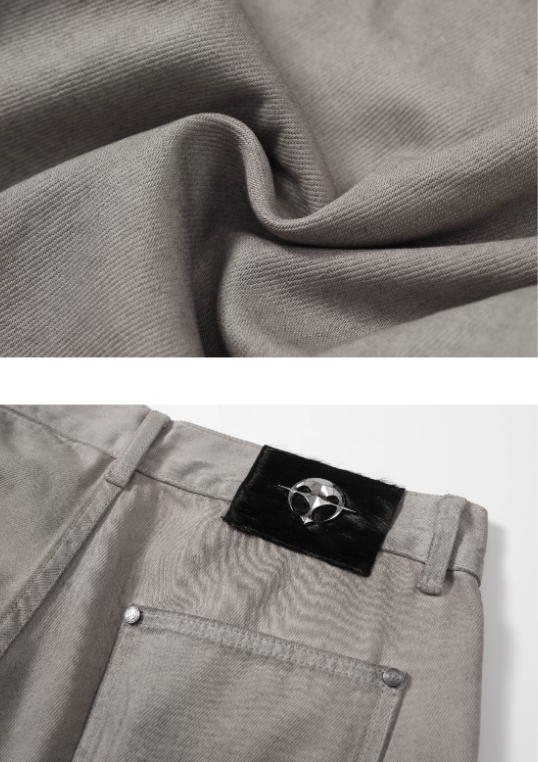 Handmade dirty gray straight leg  jeans