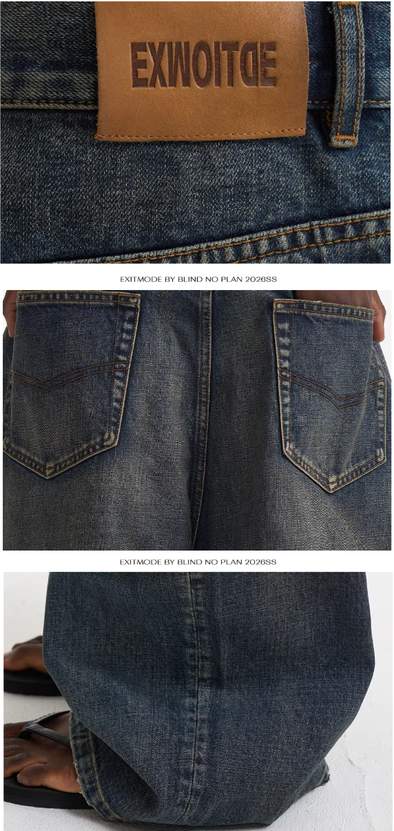 'Ace Pants' pinch pleated washed baggy jeans