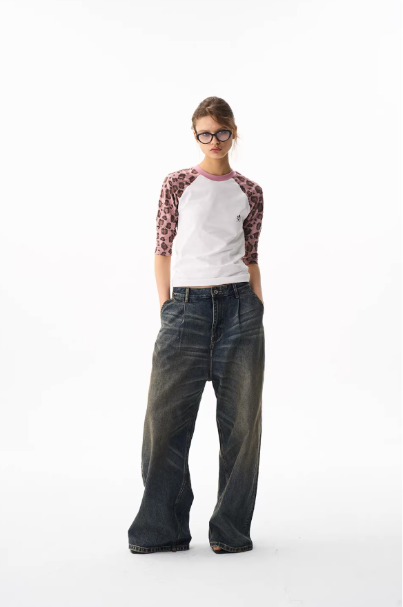 'Ace Pants' pinch pleated washed baggy jeans