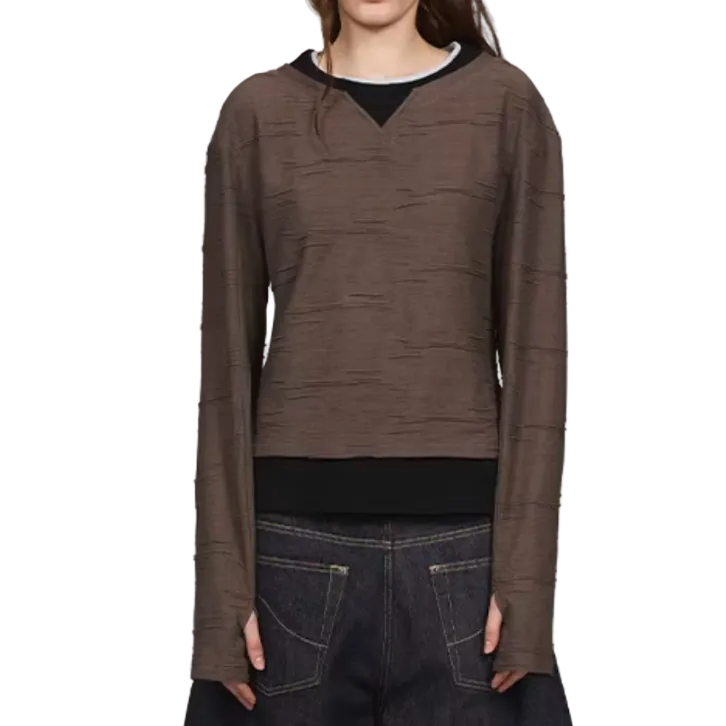 Multi-layer Color-Blocking Long-Sleeve T-Shirt
