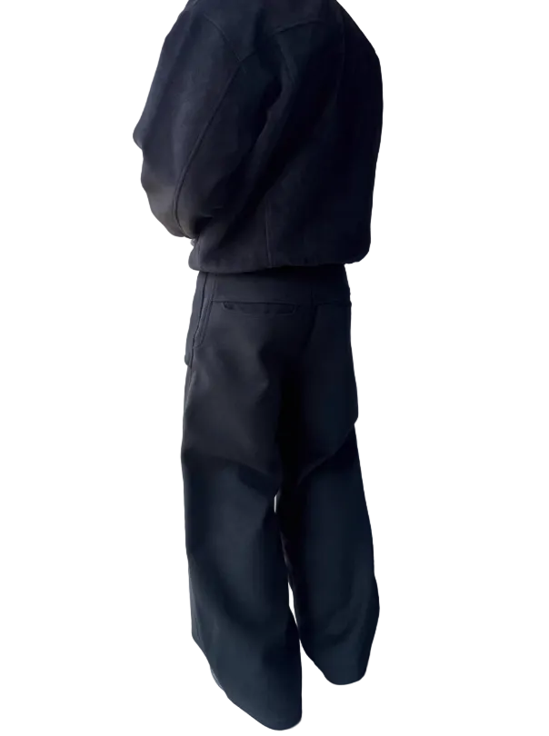 Buckle flip drape wide-leg trousers
