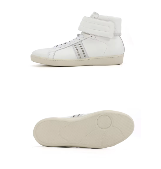 Cowhide Vintage Stud High-Top Sneakers