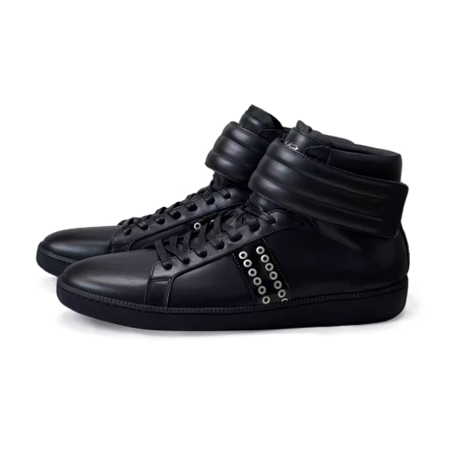 Cowhide Vintage Stud High-Top Sneakers