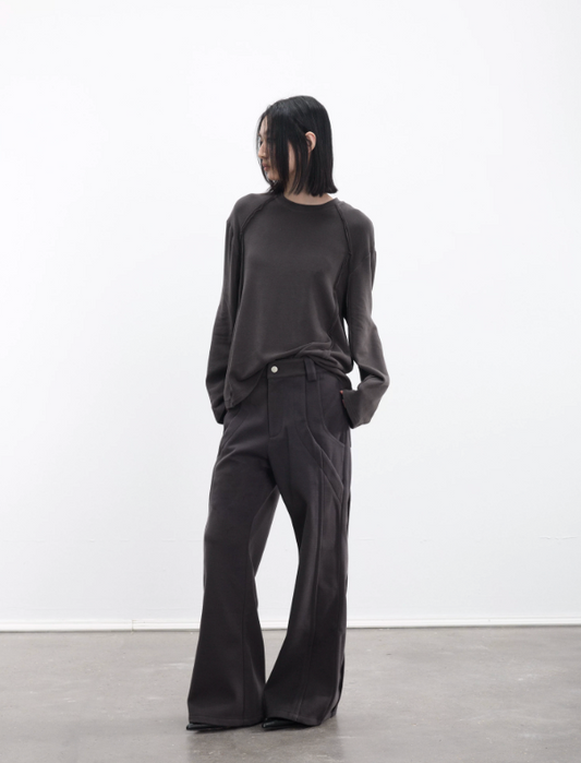 3D woolen pleated trousers