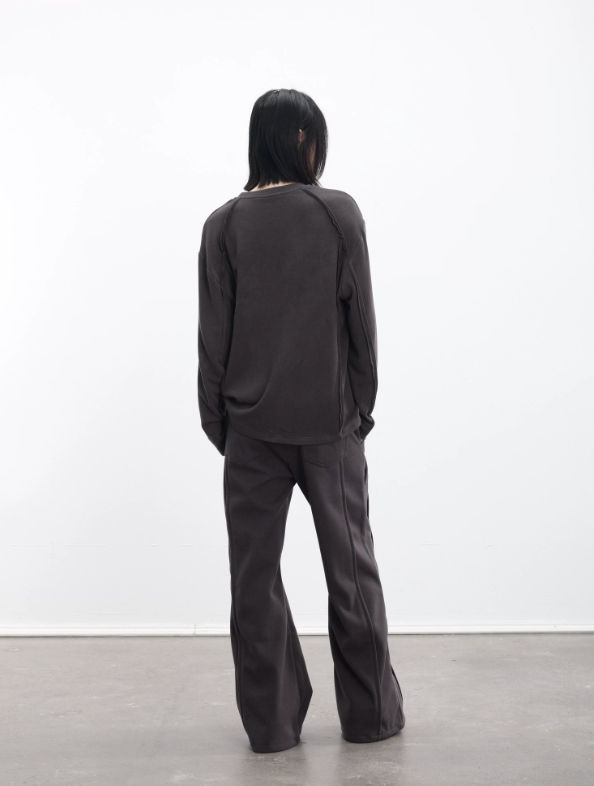 3D woolen pleated trousers