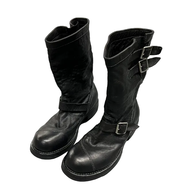 Heavy washed vintage distressed engineer boots