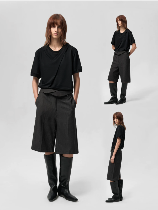 Double Neck Short Sleeve T-Shirt