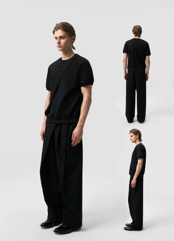 Double Neck Short Sleeve T-Shirt