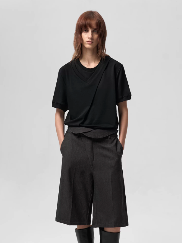 Double Neck Short Sleeve T-Shirt