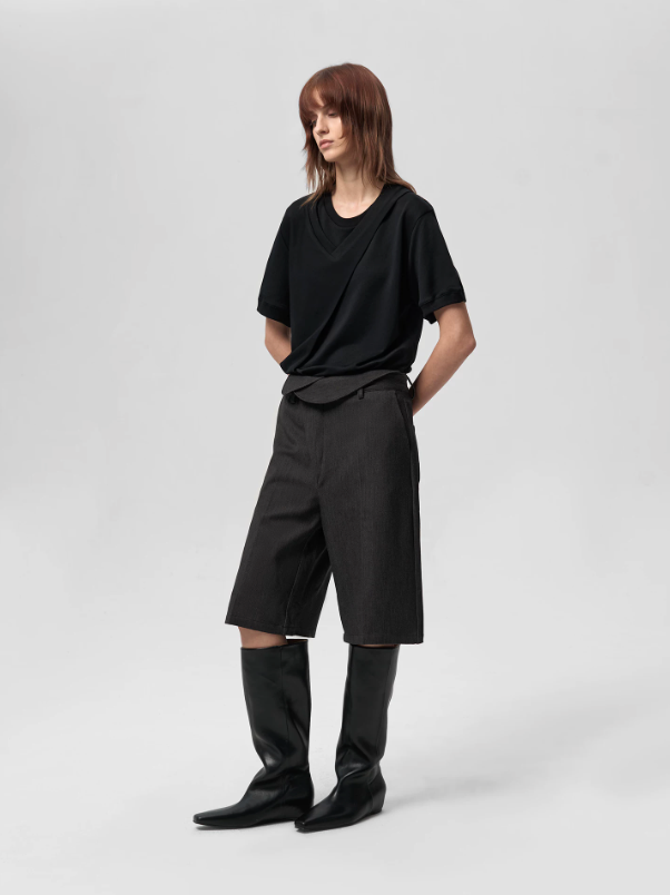 Double Neck Short Sleeve T-Shirt