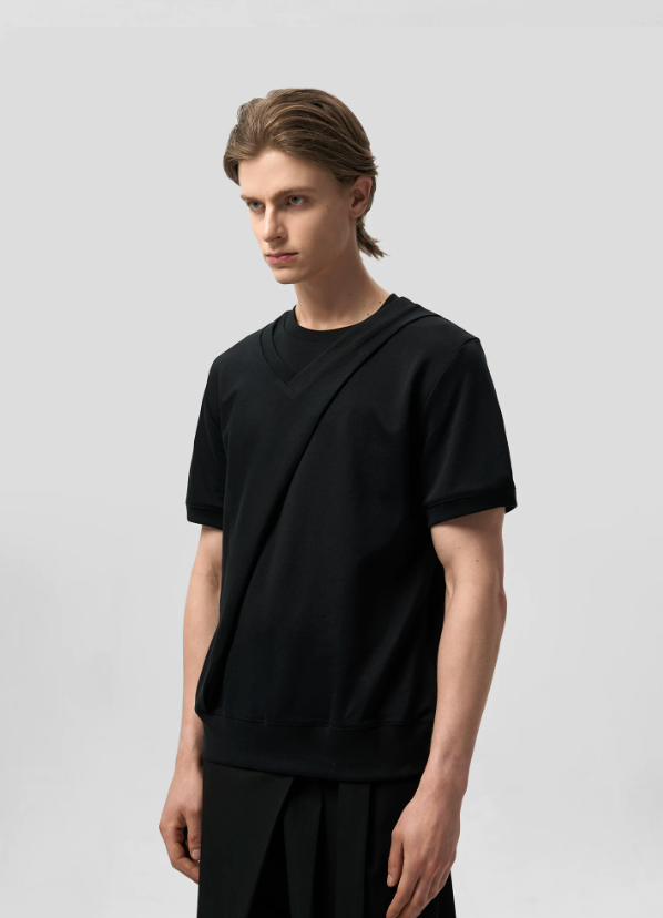 Double Neck Short Sleeve T-Shirt