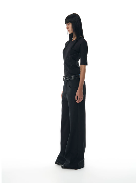 Pocket-cut bootcut trousers
