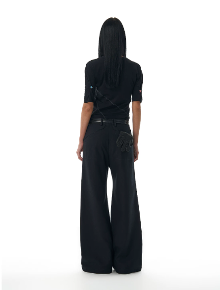 Pocket-cut bootcut trousers