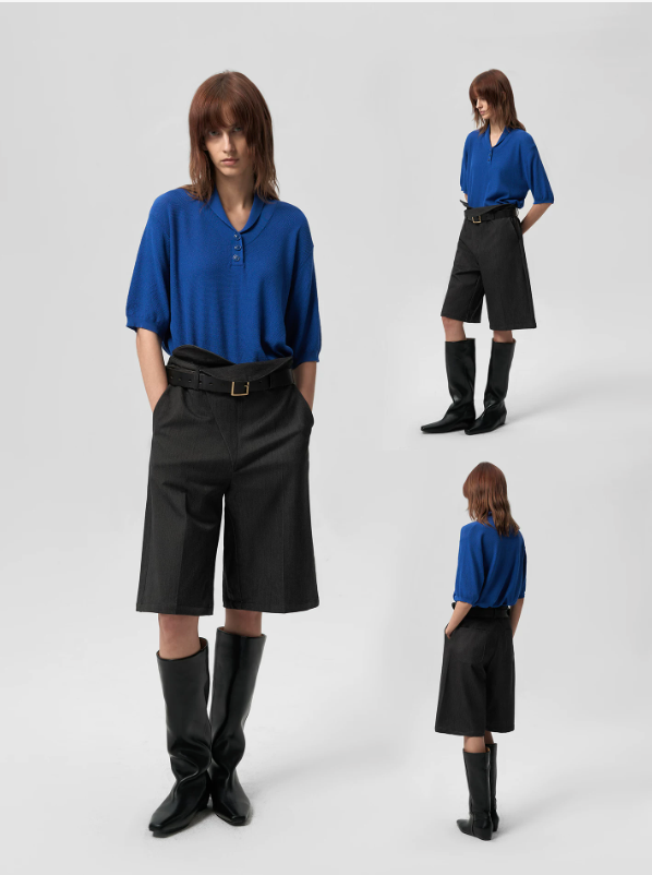 Grain Texture Short Sleeve Polo T-Shirt