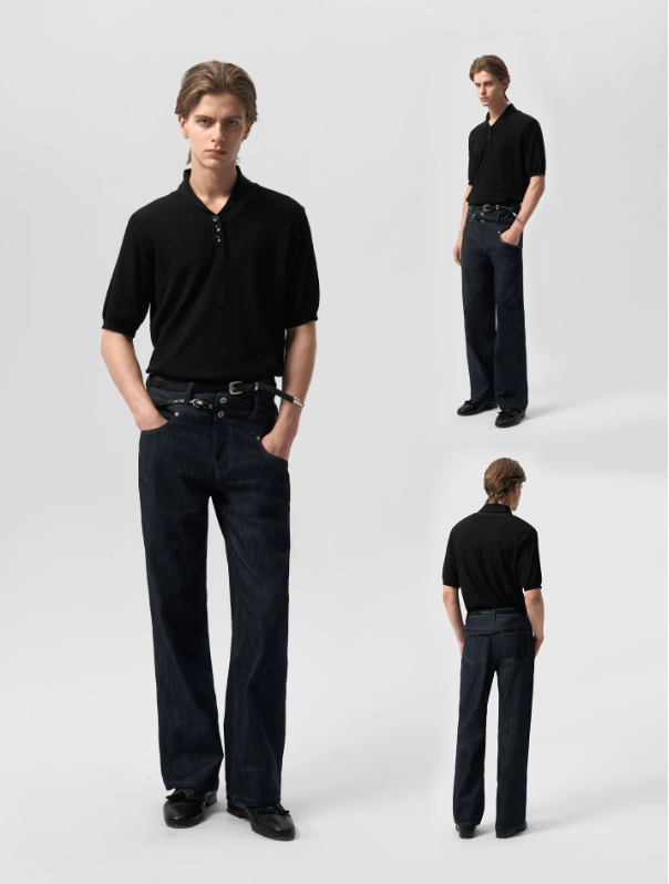 Grain Texture Short Sleeve Polo T-Shirt