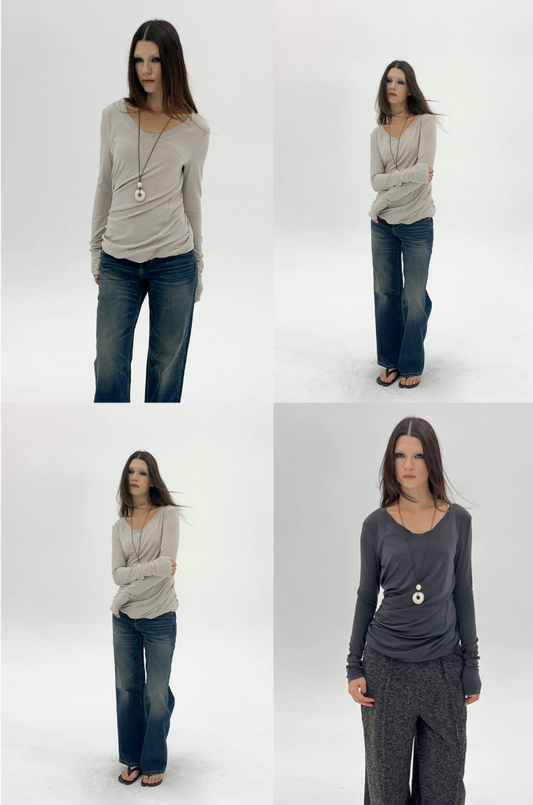 Twist Pleated Stacked T-shirts