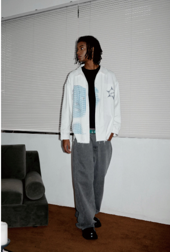 "Lourdes" Destroyed Washed Shirt