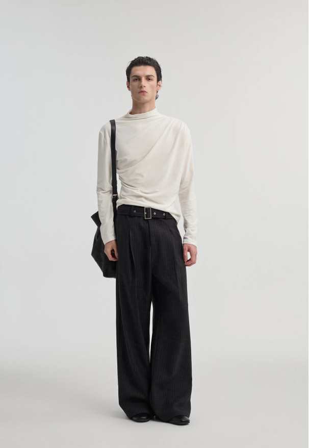 Ripple Pleated Long Sleeve Shirt