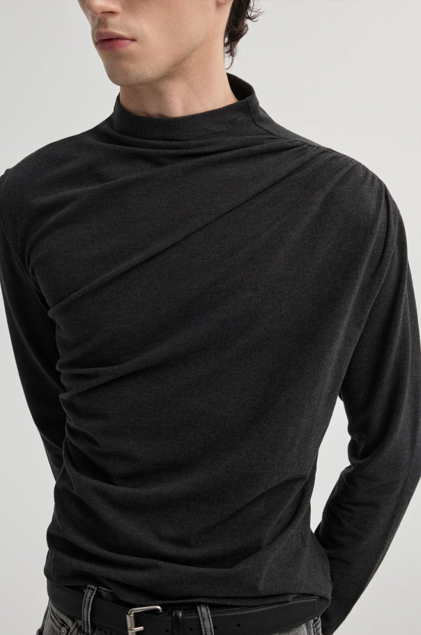 Ripple Pleated Long Sleeve Shirt