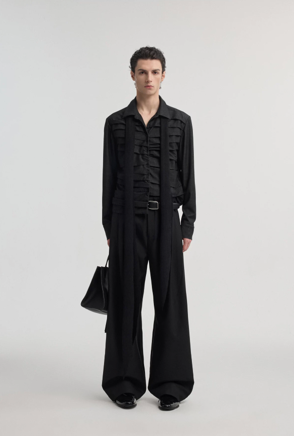 Mummy pleated layered shirt